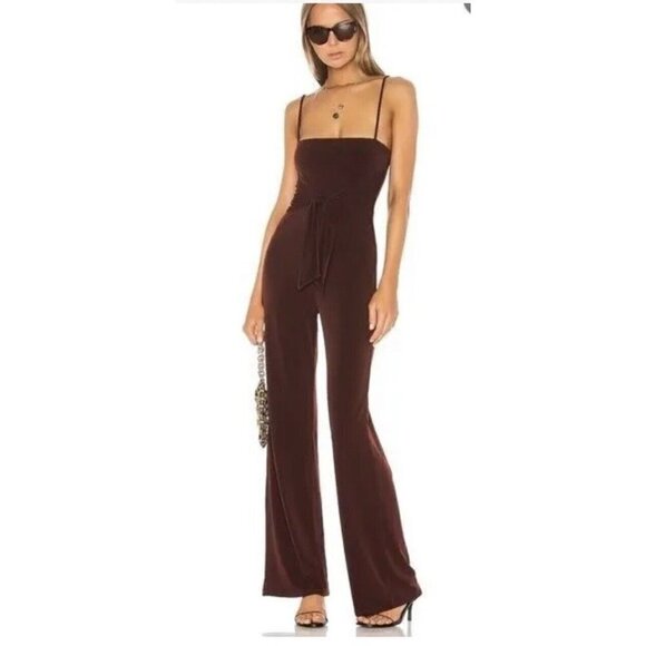 L'Academie Emi Jumpsuit in Brown Women’s Size Large Wide Straight Leg (M)